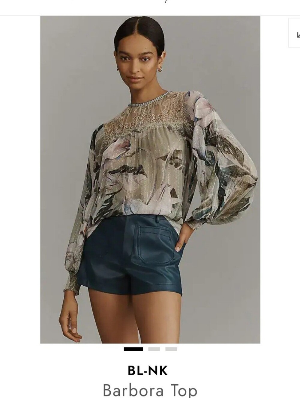 Nwt BLANK LONDON Barbora Top with blue floral blouse with lace details. Size S